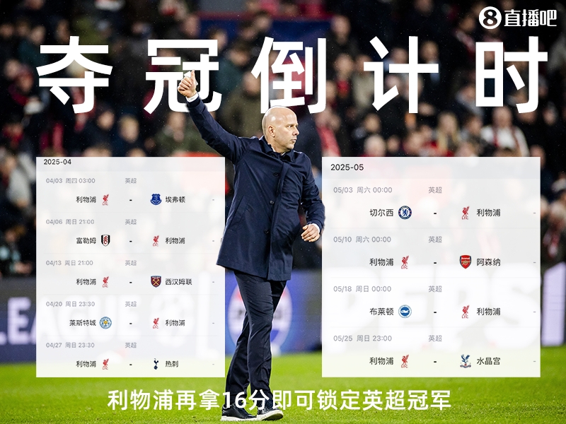 奪冠倒計時？槍手三場不勝落后榜首15分，利物浦再拿16分即可奪冠