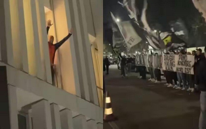 都體：尤文球迷來(lái)到酒店外支持新主帥，圖多爾向球迷們揮手致意
